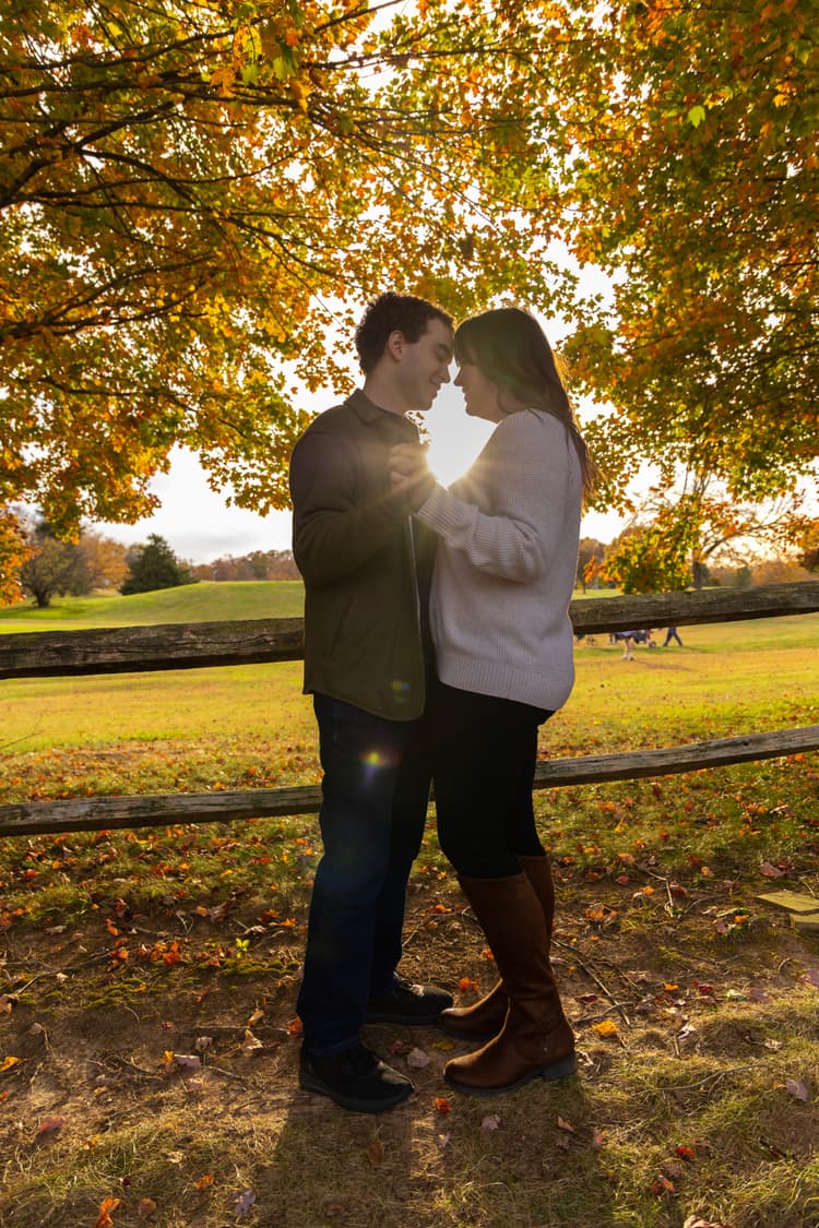 couple embracing in the glow of a sunset