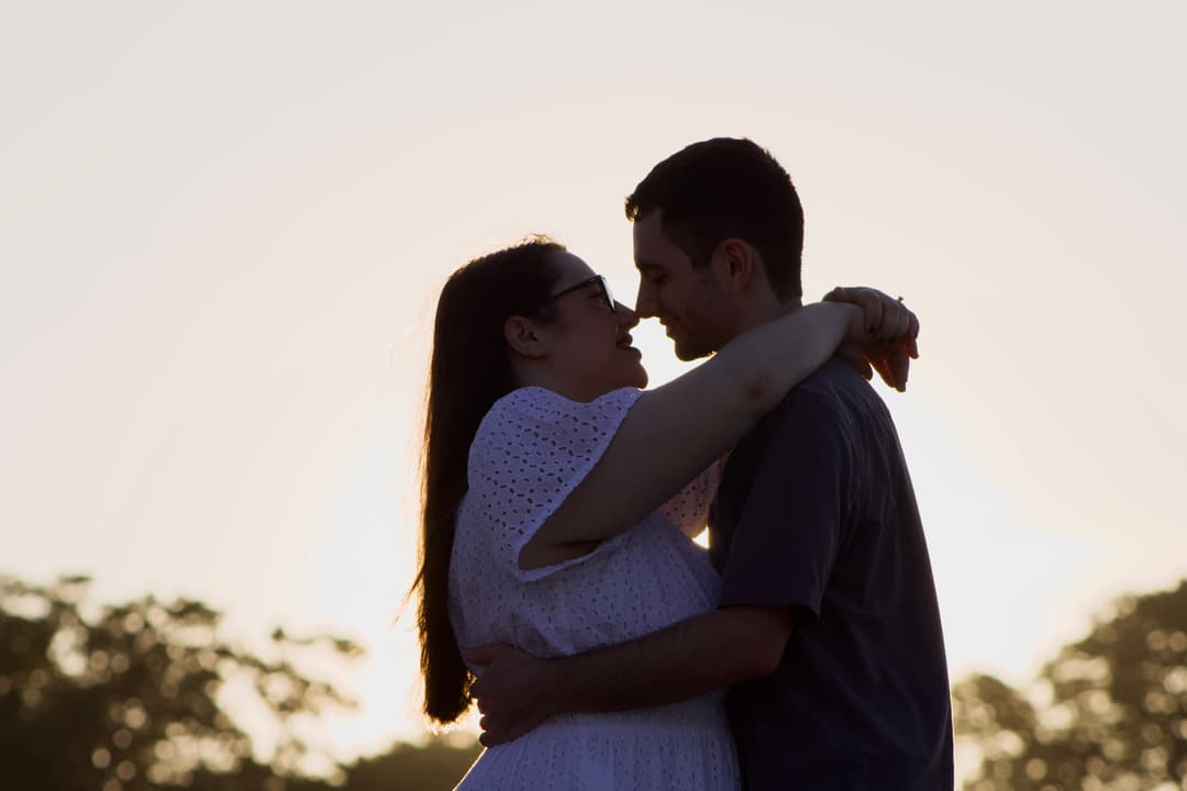 Picture of a couple embracing.